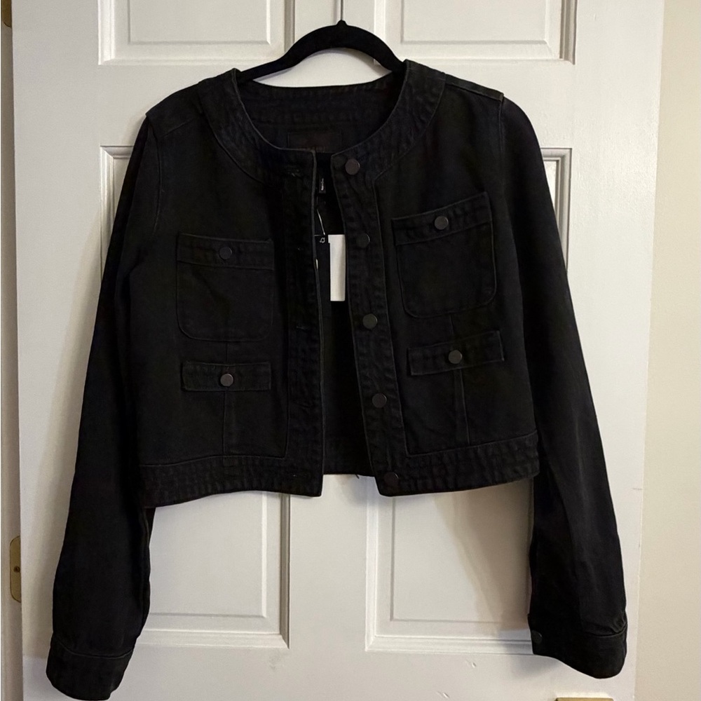 PAIGE Black Cropped Jean Jacket